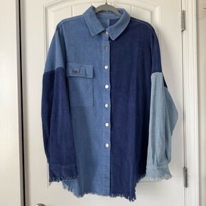 NWOT Blue Two Tone Corduroy Shacket